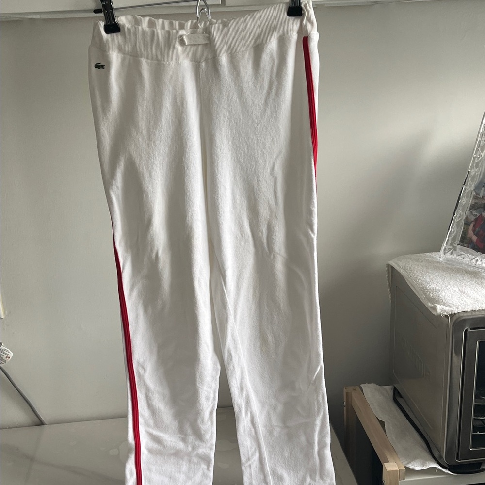 Lacoste White Trousers with Red Accent